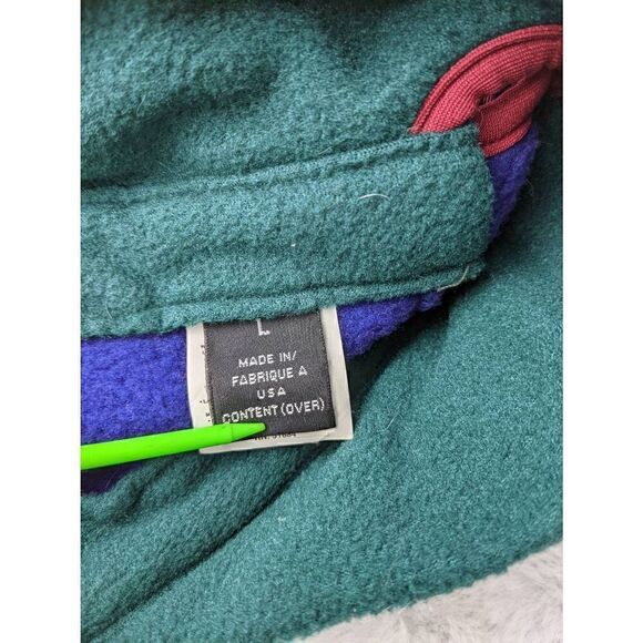 Patagonia Hat Duckbill Flaps Cap Large Blue Green Synchilla Fleece USA 90s Vinta - Picture 5 of 6